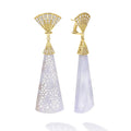 Studio 18K Diamond Fan Top Lavendar Jade Panel Earrings