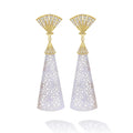Studio 18K Diamond Fan Top Lavendar Jade Panel Earrings
