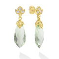 Studio 18K Diamond Lotus and Prasiolite Drop Earrings