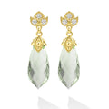 Studio 18K Diamond Lotus and Prasiolite Drop Earrings