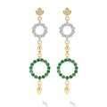 Studio 18K Diamond Lotus Circle with Emerald Circle Drop Earrings