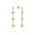 North Star 18K Gold Diamond Three Star Drop Earrings