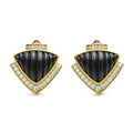 Caviar Gold 18K Caviar Gold Diamond Onyx and Ruby Earrings