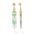 SML 18K Diamond and Emerald Lotus Drop Earrings