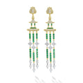 SML 18K Diamond and Emerald Lotus Drop Earrings