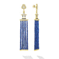 SML 18K Gold Lotus Diamond and Sapphire Tassel Earring