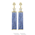 SML 18K Gold Lotus Diamond and Sapphire Tassel Earring