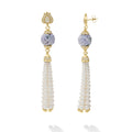 SML 18K Gold Lavender Jade and Pearl Tassel Earring