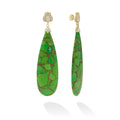 SML 18K Gold Diamond and Green Turquoise Lutus Drop Earring