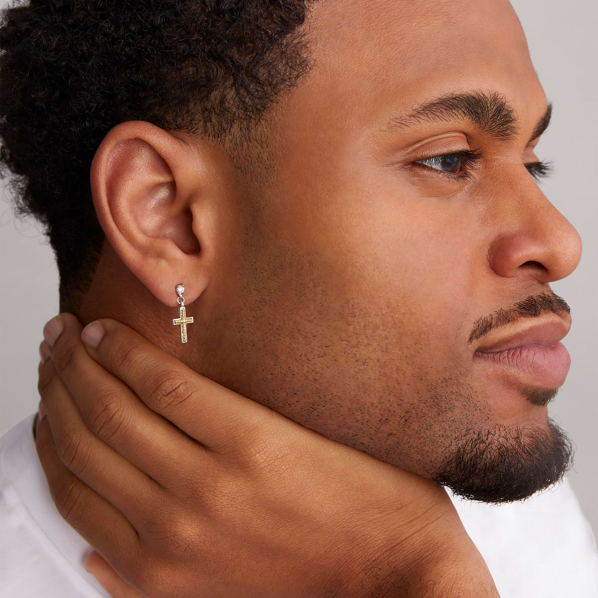 Two-Tone Diamond Cross Earring | LAGOS Jewelry