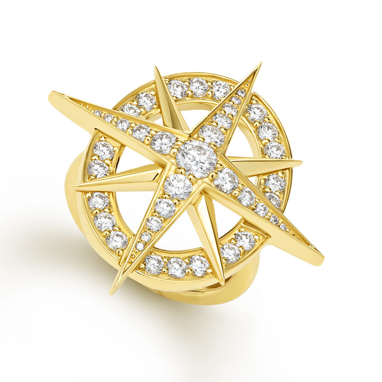 North Star 18K Gold and Diamond North Star Ring