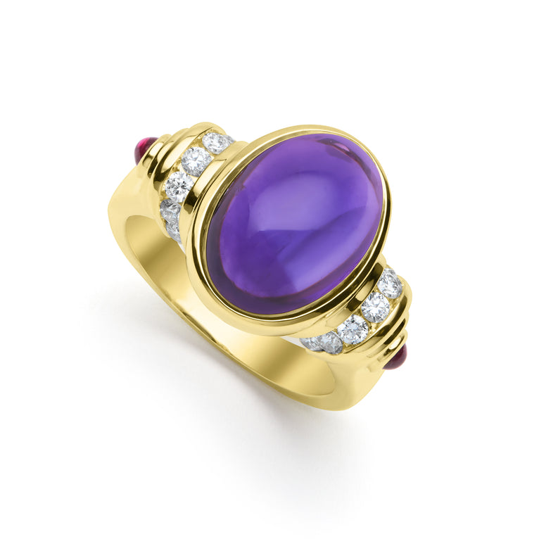 Studio 18K Amethyst and Diamond Ring