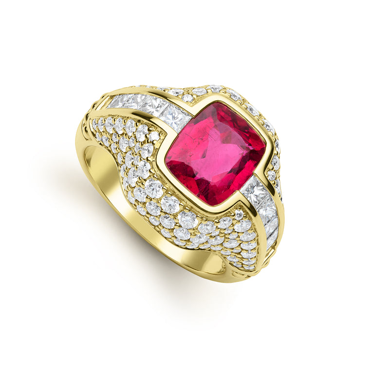 Studio 18K Pink Tourmaline and Diamond Ring