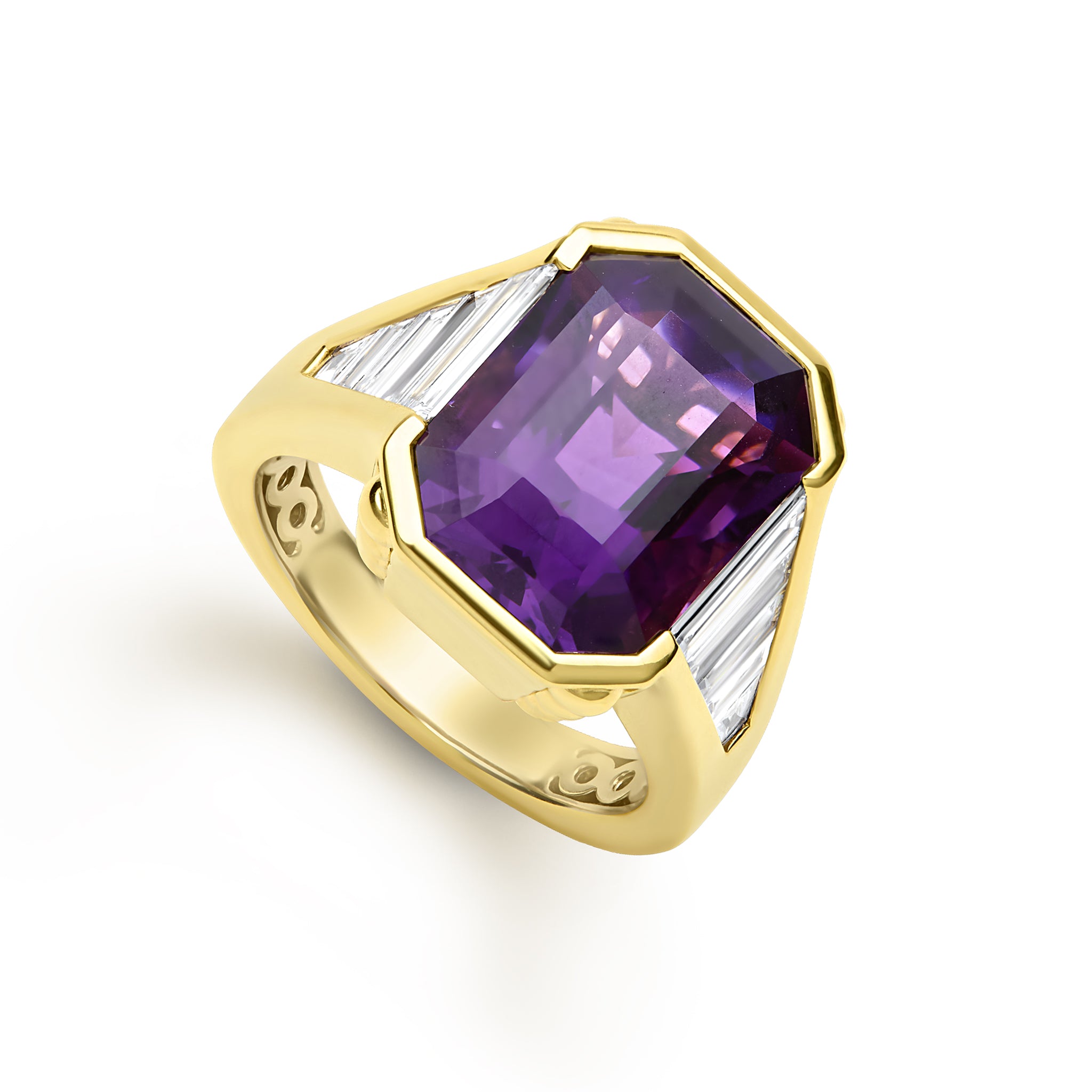 Studio 18K Amethyst and Diamond Ring