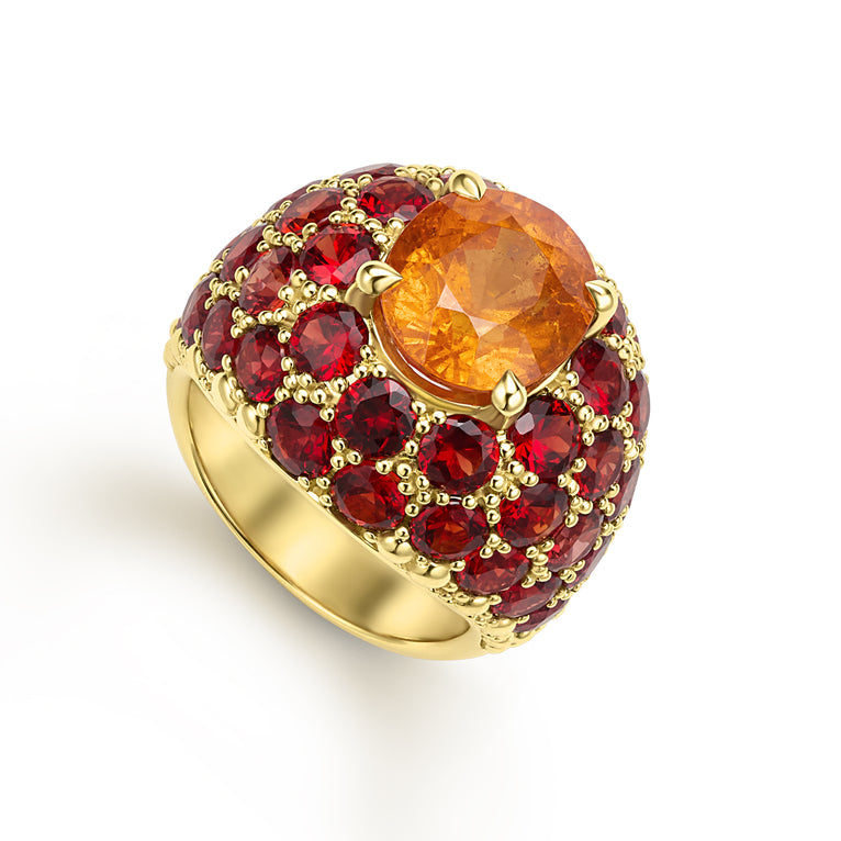 Studio 18K Oval Spessartite Orange Garnet Dome Ring