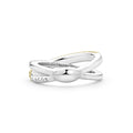 Caviar Lux Thin Two-Tone X Diamond Ring
