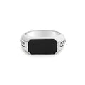 Anthem Onyx Octagon Ring in sterling silver with a black onyx face and caviar beading accents along the band.
