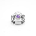 Caviar Color Sterling Silver Amethyst Cabochon Ring