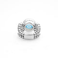 Caviar Color Sterling Silver Blue Topaz Ring