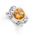 Caviar Color Sterling Silver Citrine Ring