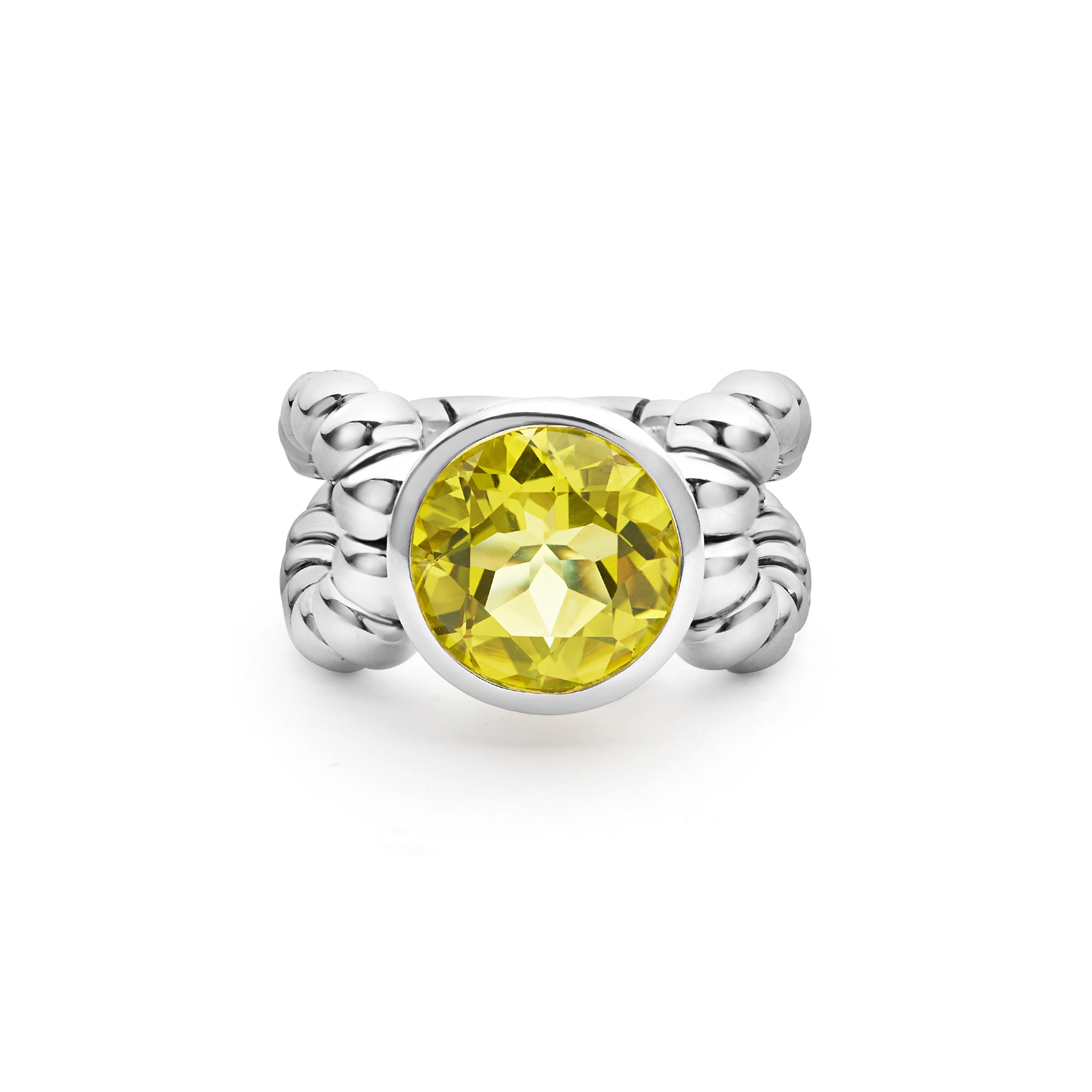 Caviar Color Sterling Silver Green Quartz Ring