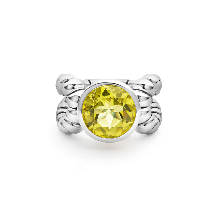 Caviar Color Sterling Silver Green Quartz Ring