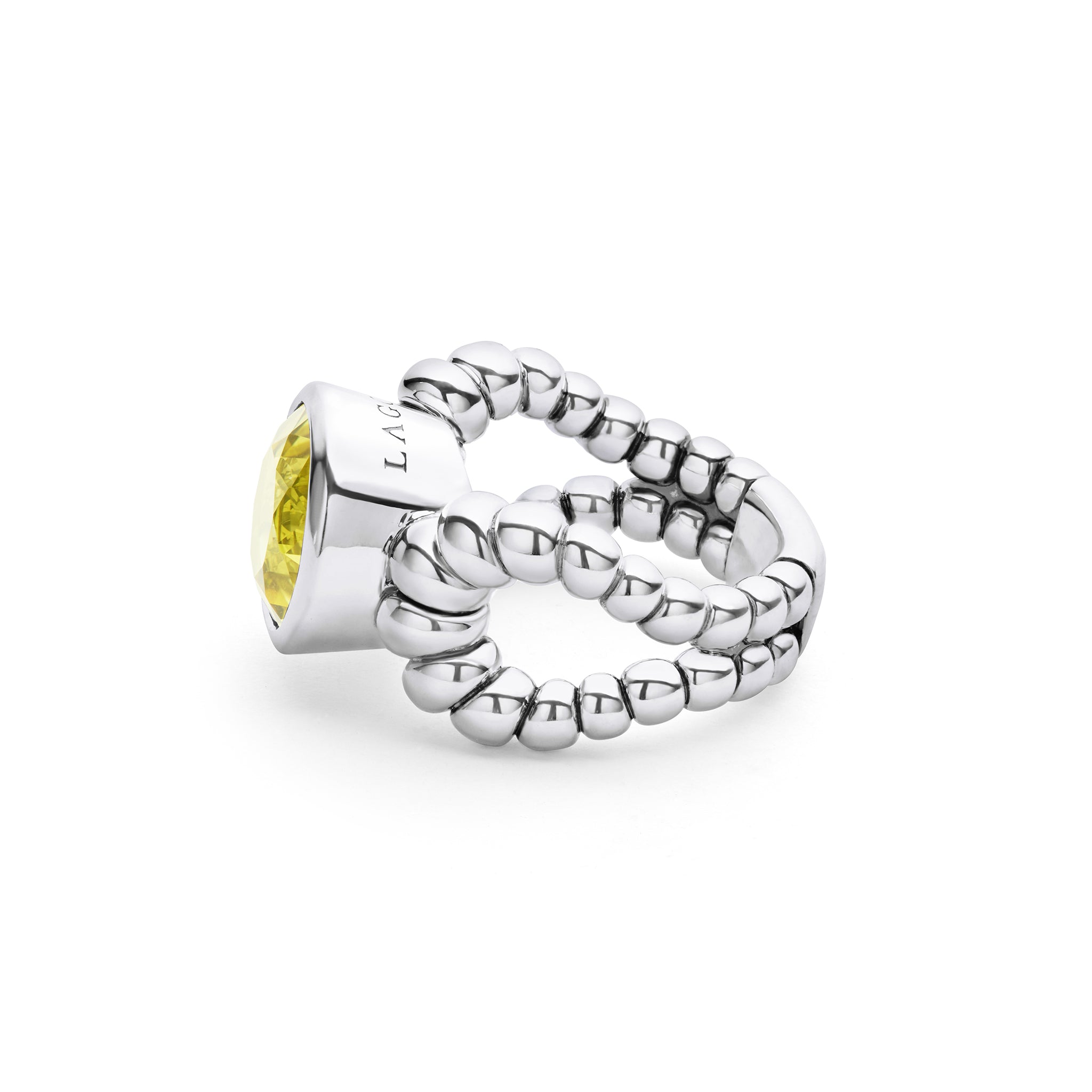 Caviar Color Sterling Silver Green Quartz Ring
