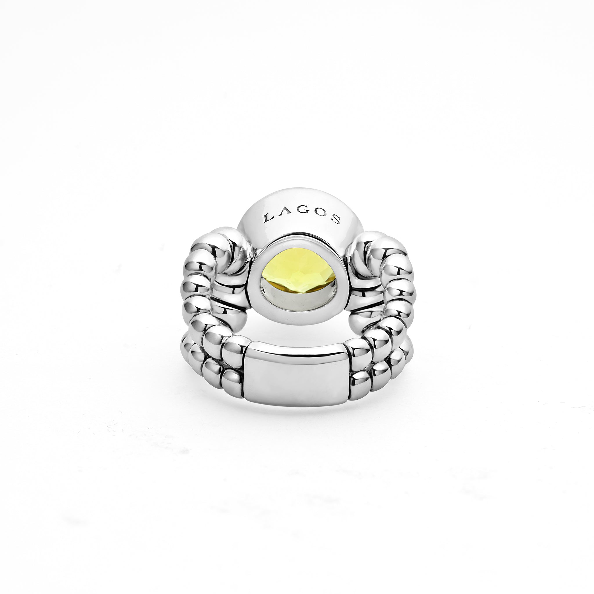 Caviar Color Sterling Silver Green Quartz Ring