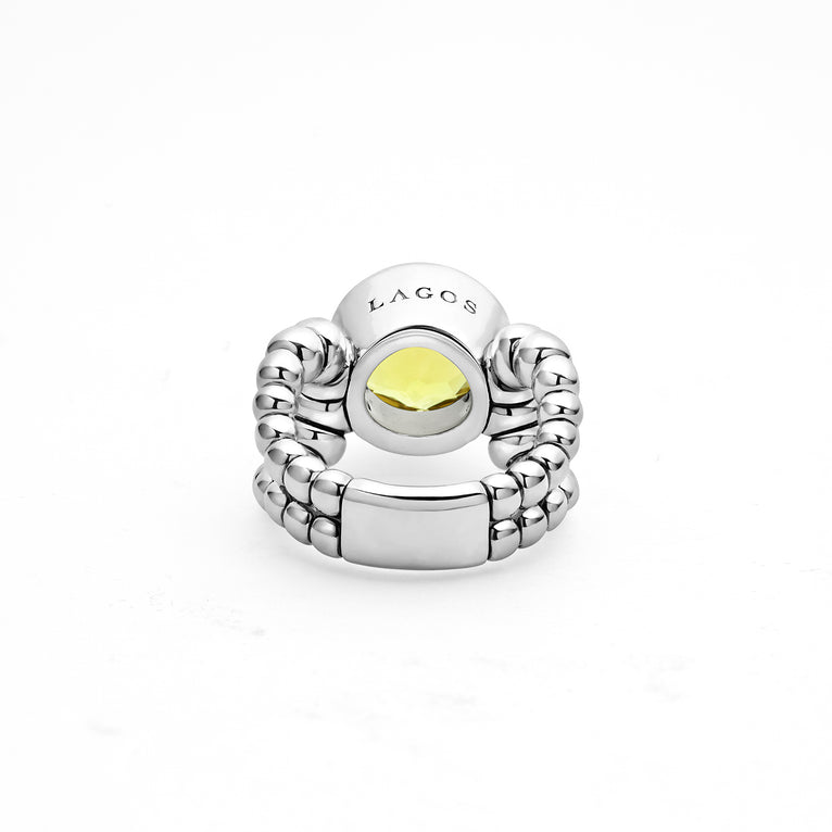 Caviar Color Sterling Silver Green Quartz Ring