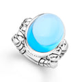 Caviar Color Sterling Silver Blue Topaz Ring