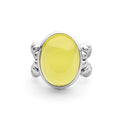 Caviar Color Sterling Silver Green Quartz Cabochon Ring