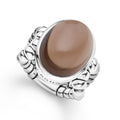 Caviar Color Sterling Silver Smoky Quartz Ring