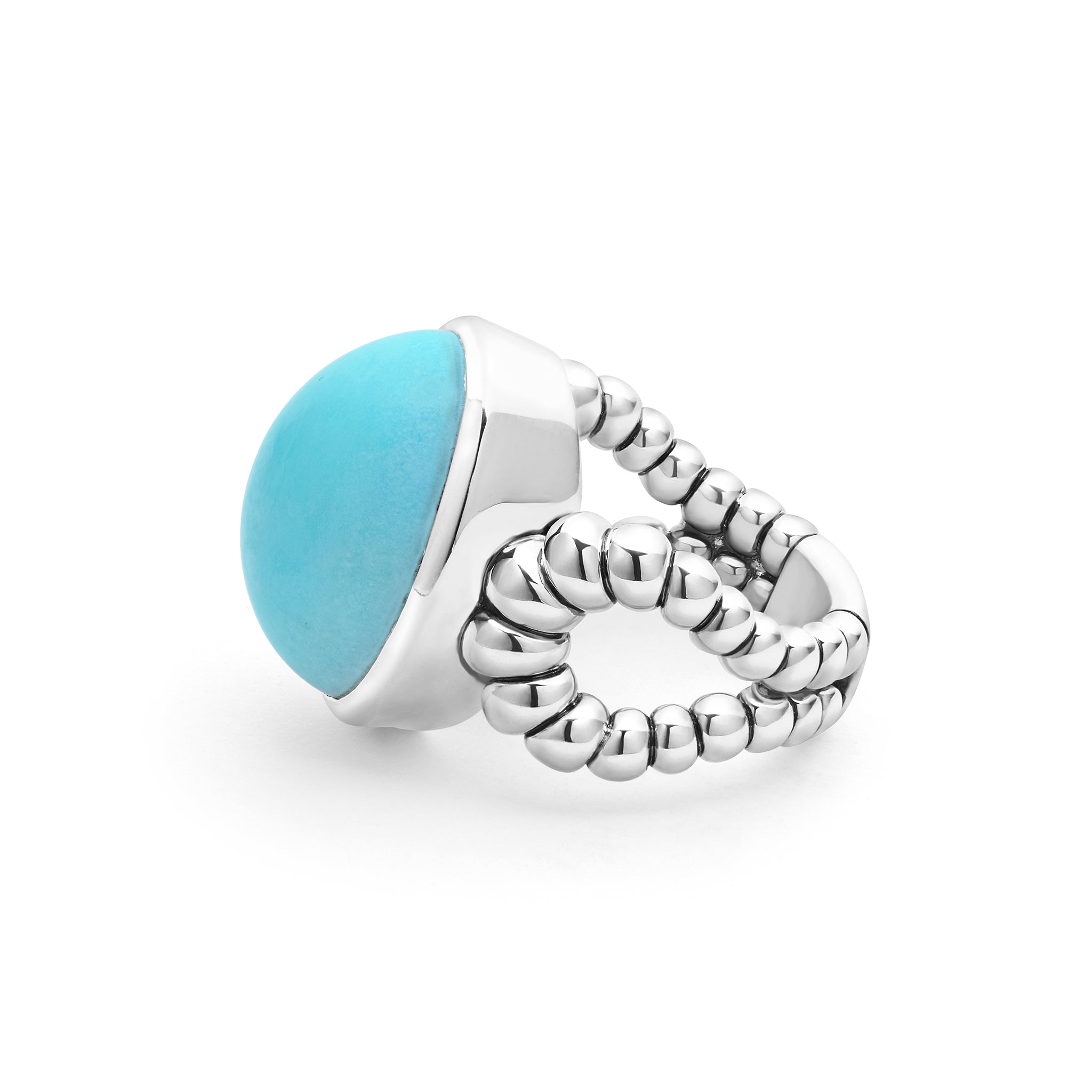 Caviar Color Sterling Silver Turquoise Cabochon Ring
