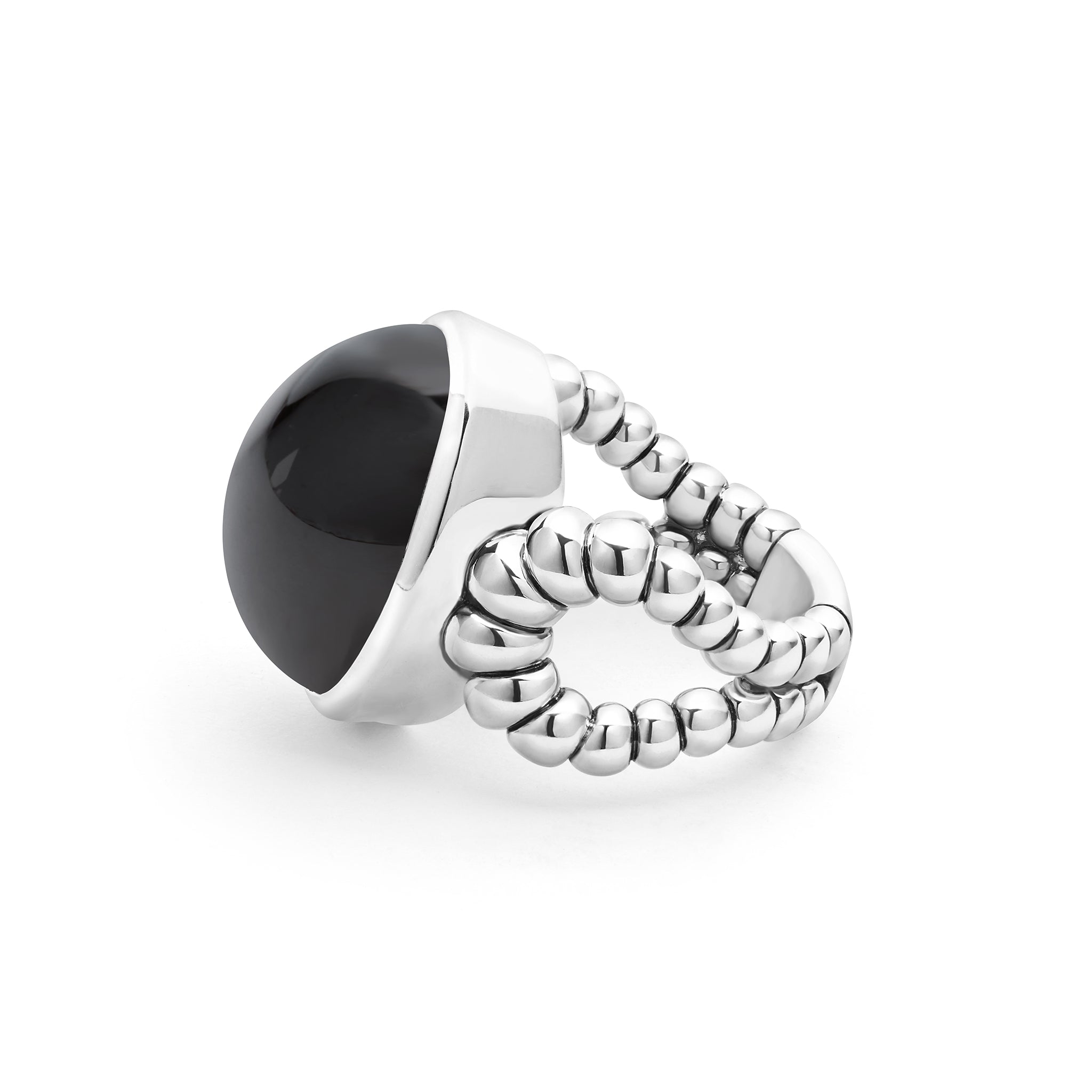 Caviar Color Sterling Silver Black Spinel Cabochon Ring
