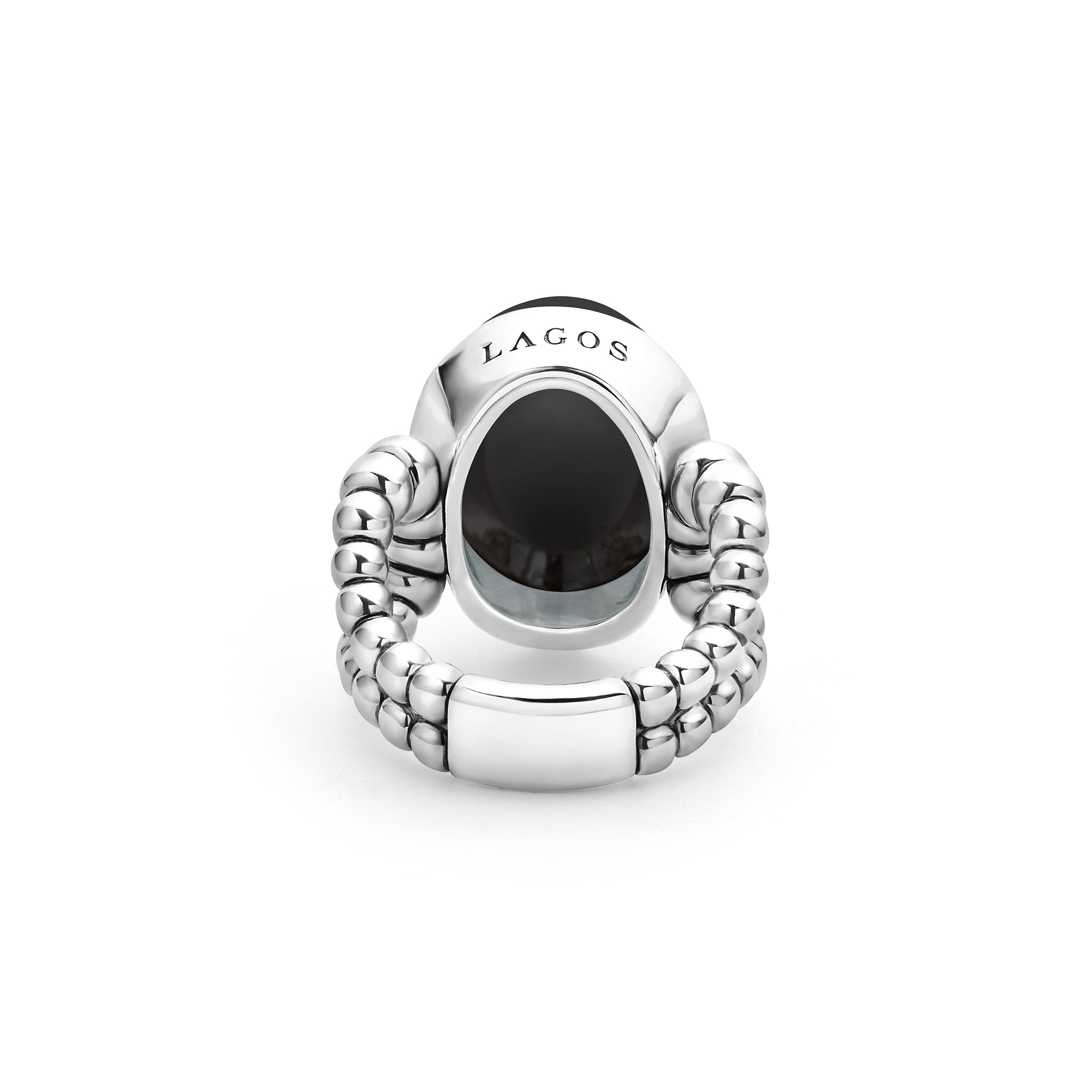 Caviar Color Sterling Silver Black Spinel Cabochon Ring