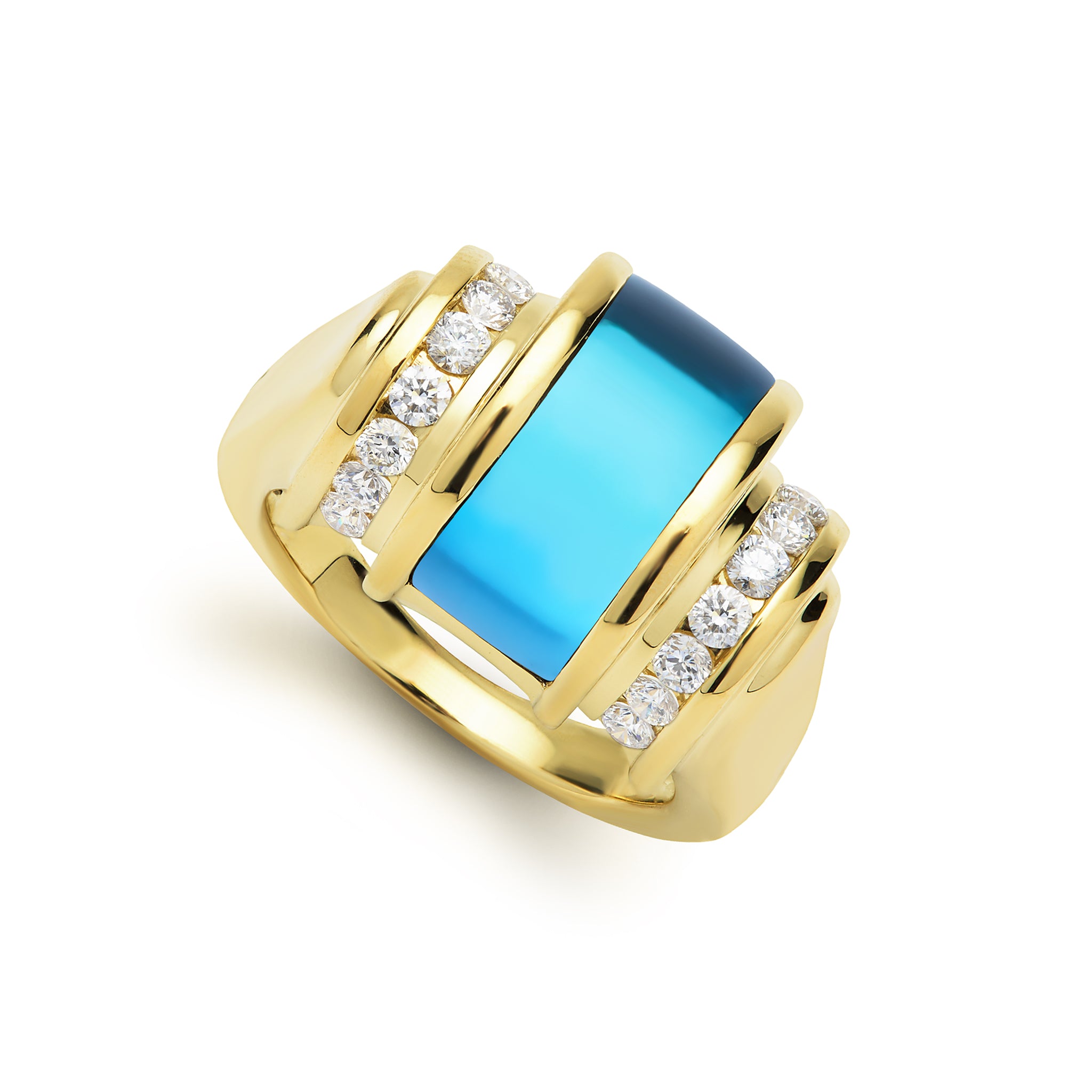 18K Blue Topaz and Diamond Ring