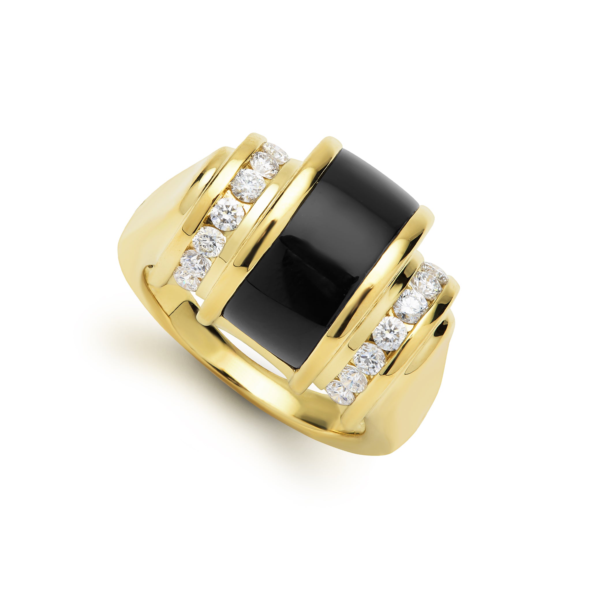 Caviar Gold 18K Gold Onyx Diamond Ring