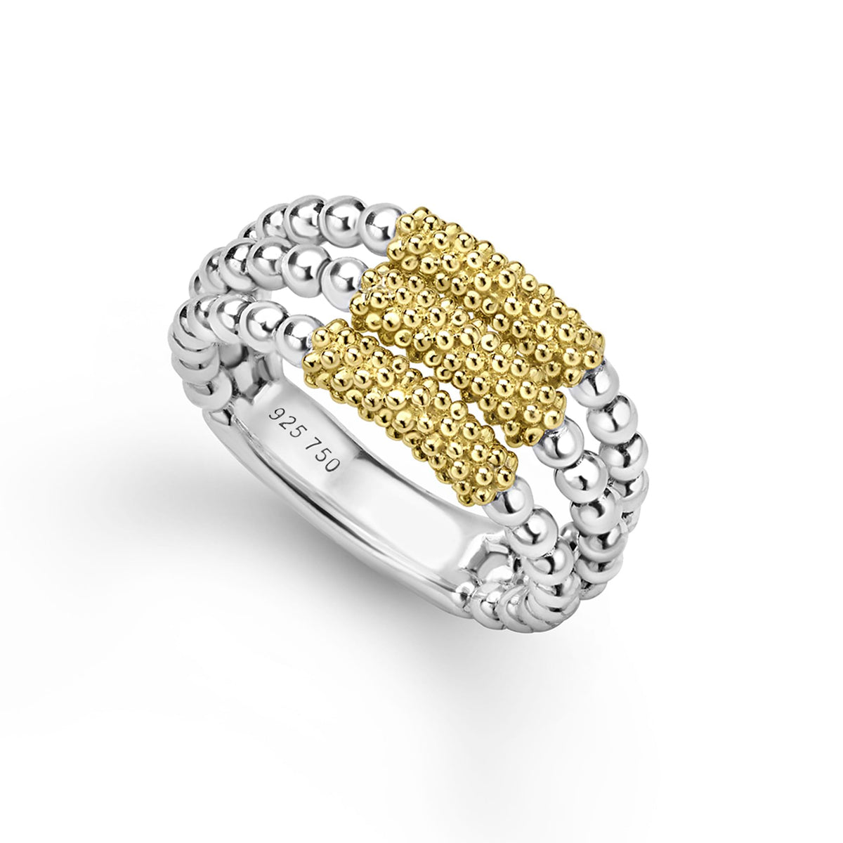 Caviar Icon Two-Tone Caviar Three Row Ring – LAGOS