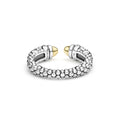 Signature Caviar Two-Tone Station Versa Stacking Ring in sterling silver with 18K gold accents, featuring intricate caviar beading.