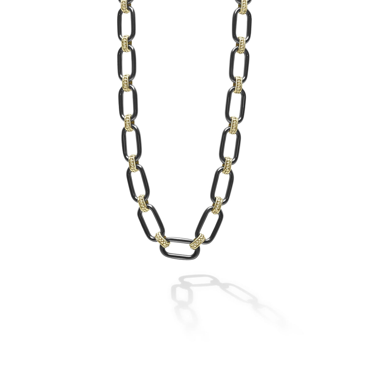 18K Gold and Black Ceramic Link Necklace 6mm | LAGOS Jewelry