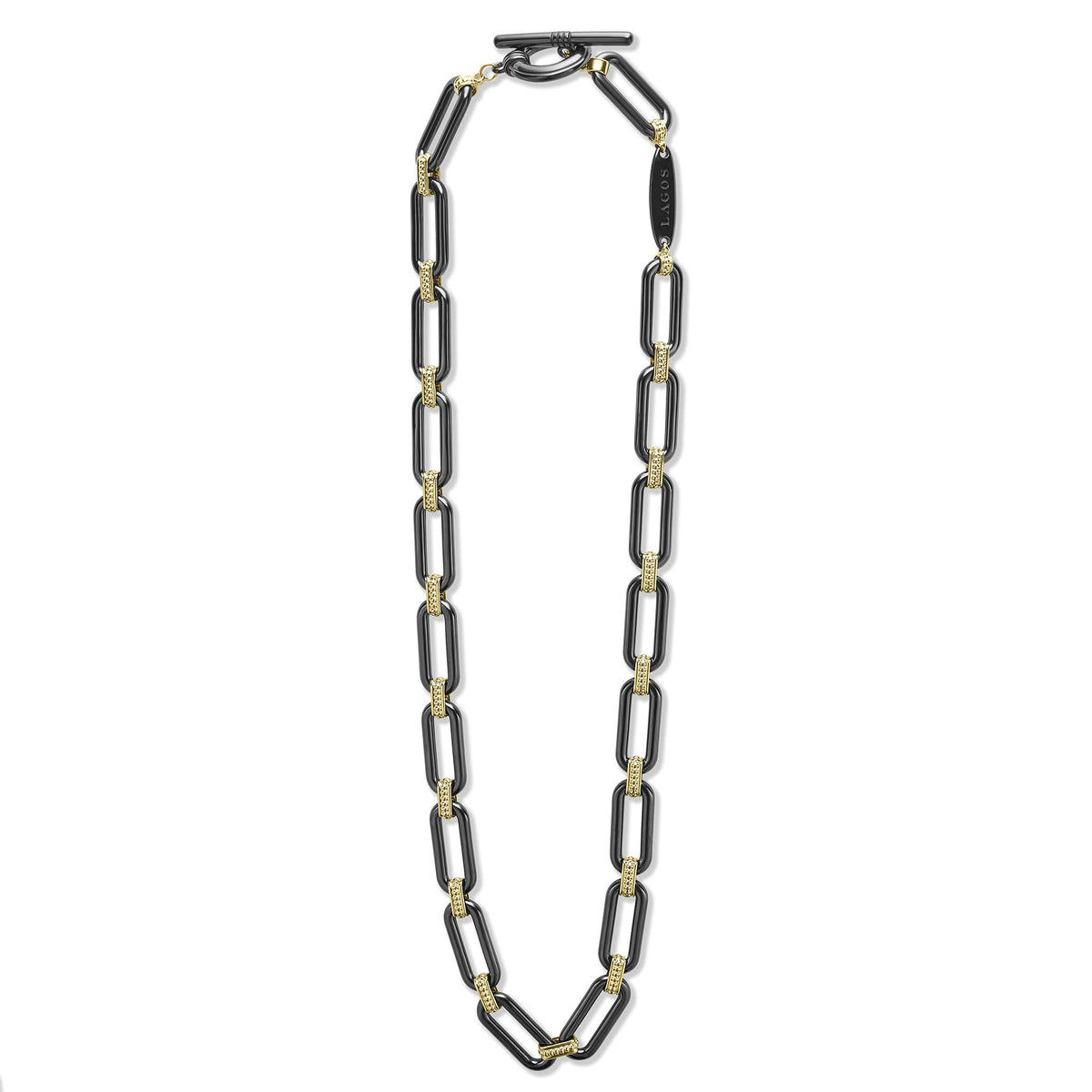 18K Gold and Black Ceramic Link Necklace | 9mm | LAGOS Jewelry