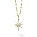 Closeup of the 18K Gold Statement Diamond Star Pendant Necklace