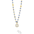 Caviar Gold 18K Gold Diamond and Sapphire Star of David Pendant Necklace