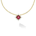 SML 18K Gold Rubellite and Diamond Link Necklace