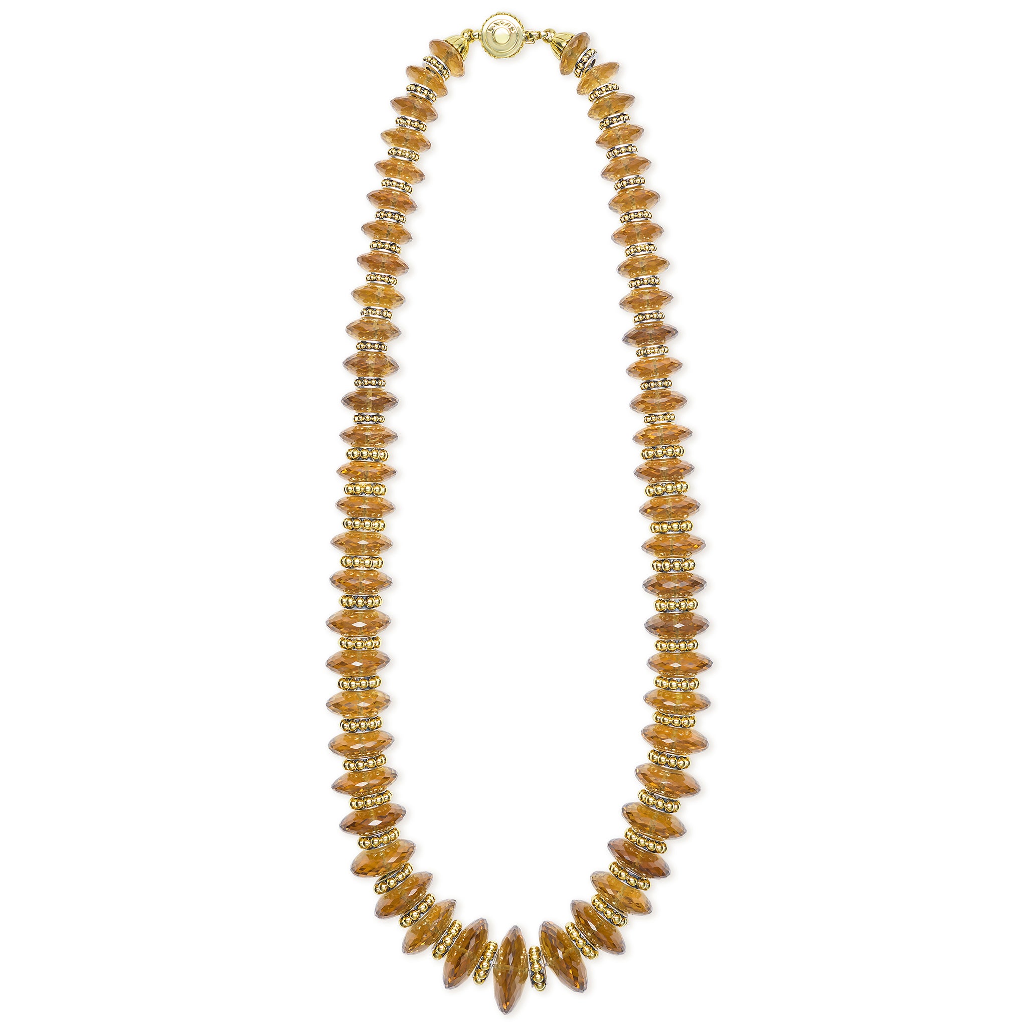 Caviar Gold 18K Gold Whiskey Quartz Necklaces