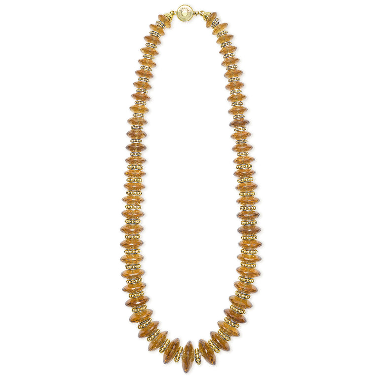 Caviar Gold 18K Gold Whiskey Quartz Necklaces