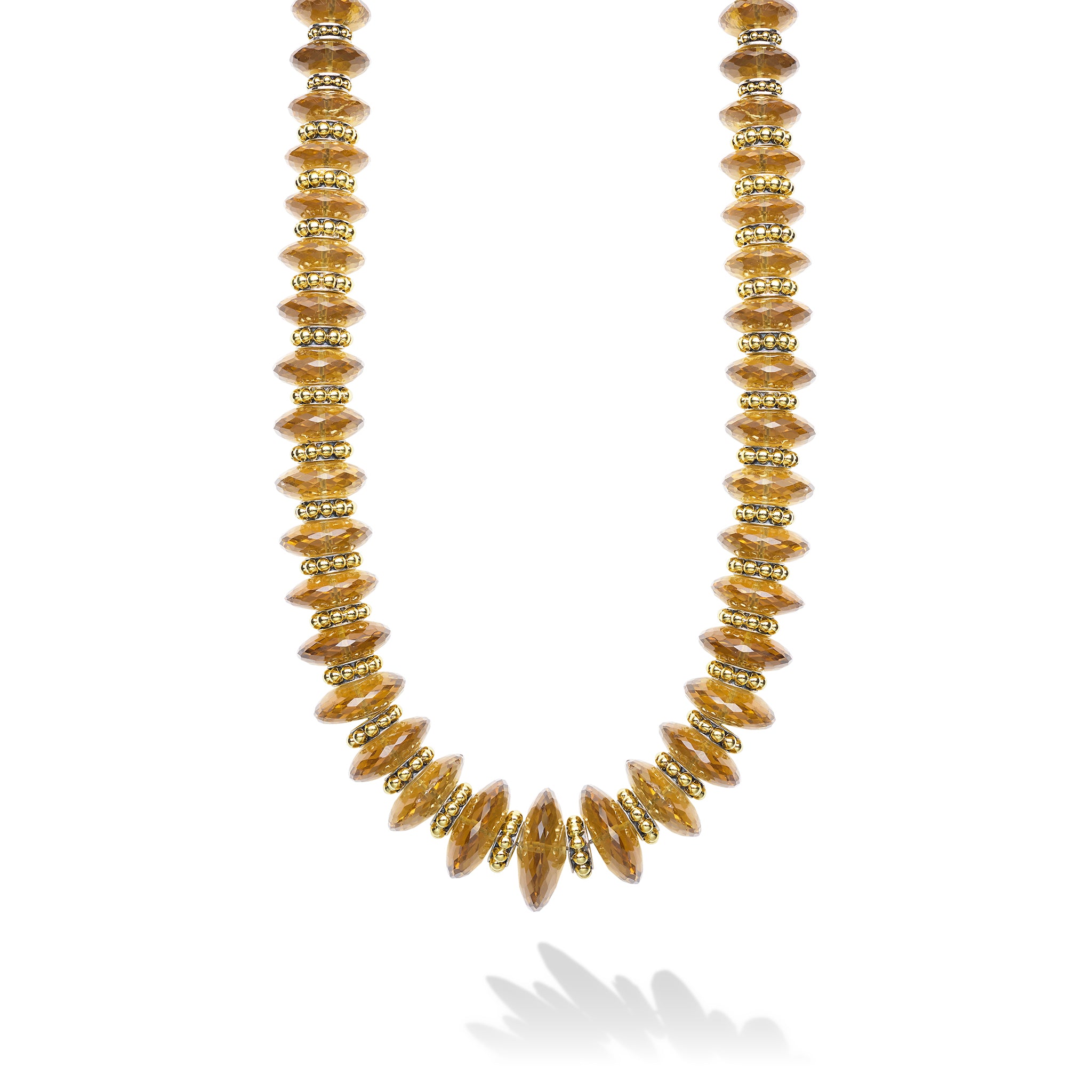Caviar Gold 18K Gold Whiskey Quartz Necklaces