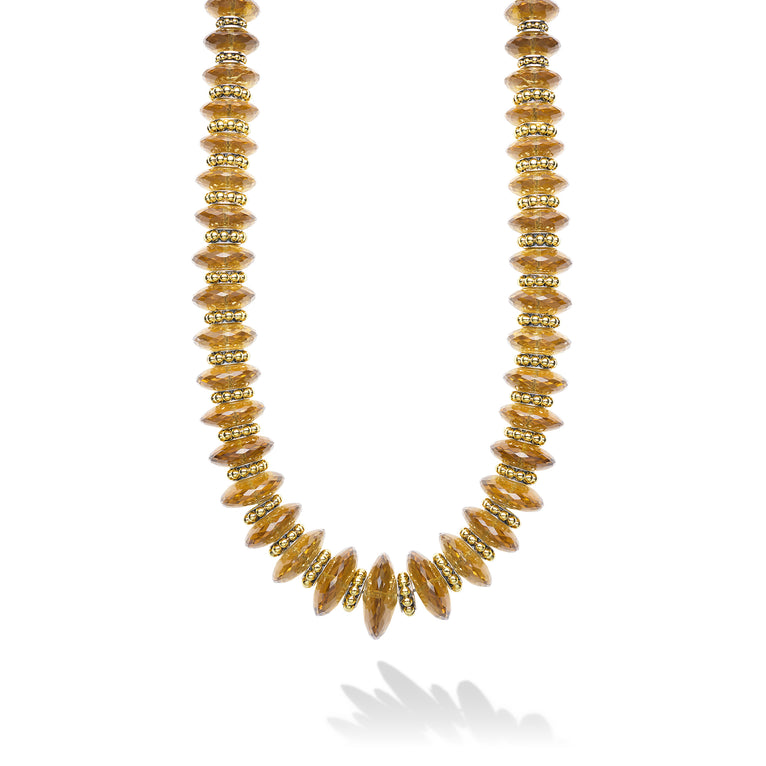 Caviar Gold 18K Gold Whiskey Quartz Necklaces
