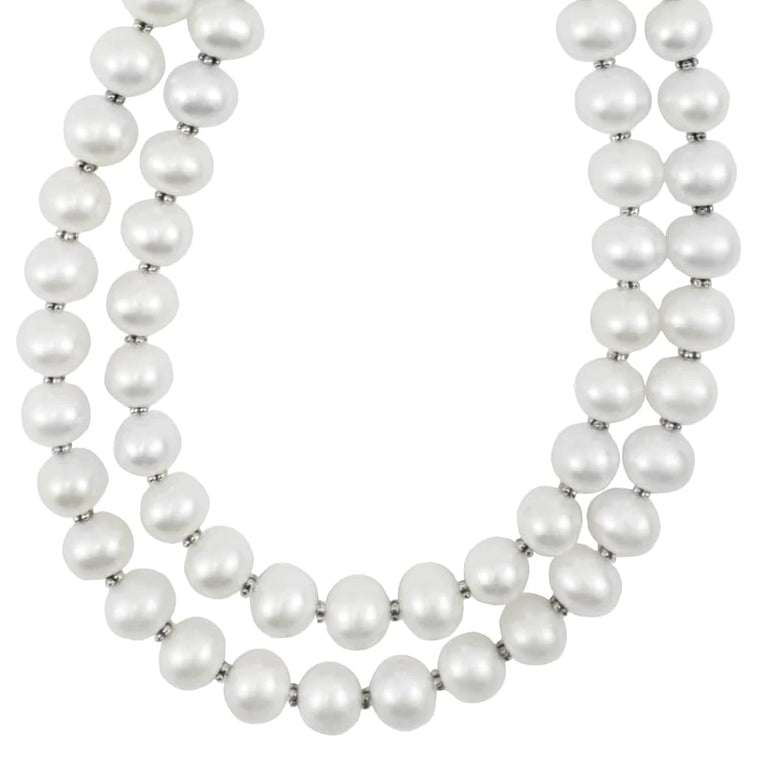 Just as versatile as a classic pearl strand with a modern twist. A double row of cultured freshwater pearls finished with a large lobster clasp to be worn in the back, front or side.