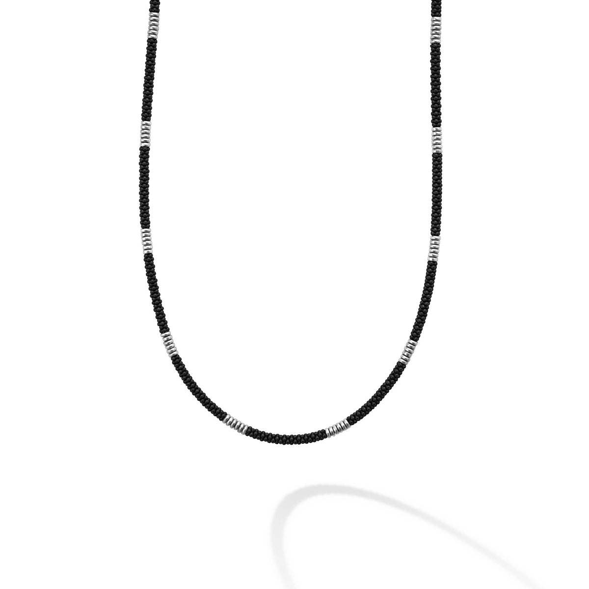 Black Caviar Silver Station Matte Ceramic Beaded Necklace – LAGOS